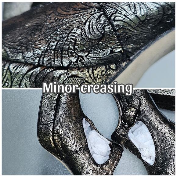 Metallic MaryJane Platform Heel Sam Edelman Circus Kay Size 9.5 Brown Floral EUC - Picture 10 of 13